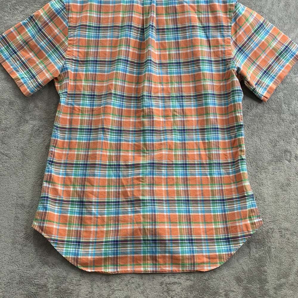 Ralph Lauren Shirt Mens Large Slim Orange Flannel Plaid Flesh Pony Casual Preppy - Picture 8 of 9